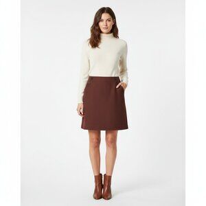 Cynthia Rowley Brown Wool Blend A-Line Mini Skirt Side Zipper Pockets Size 6